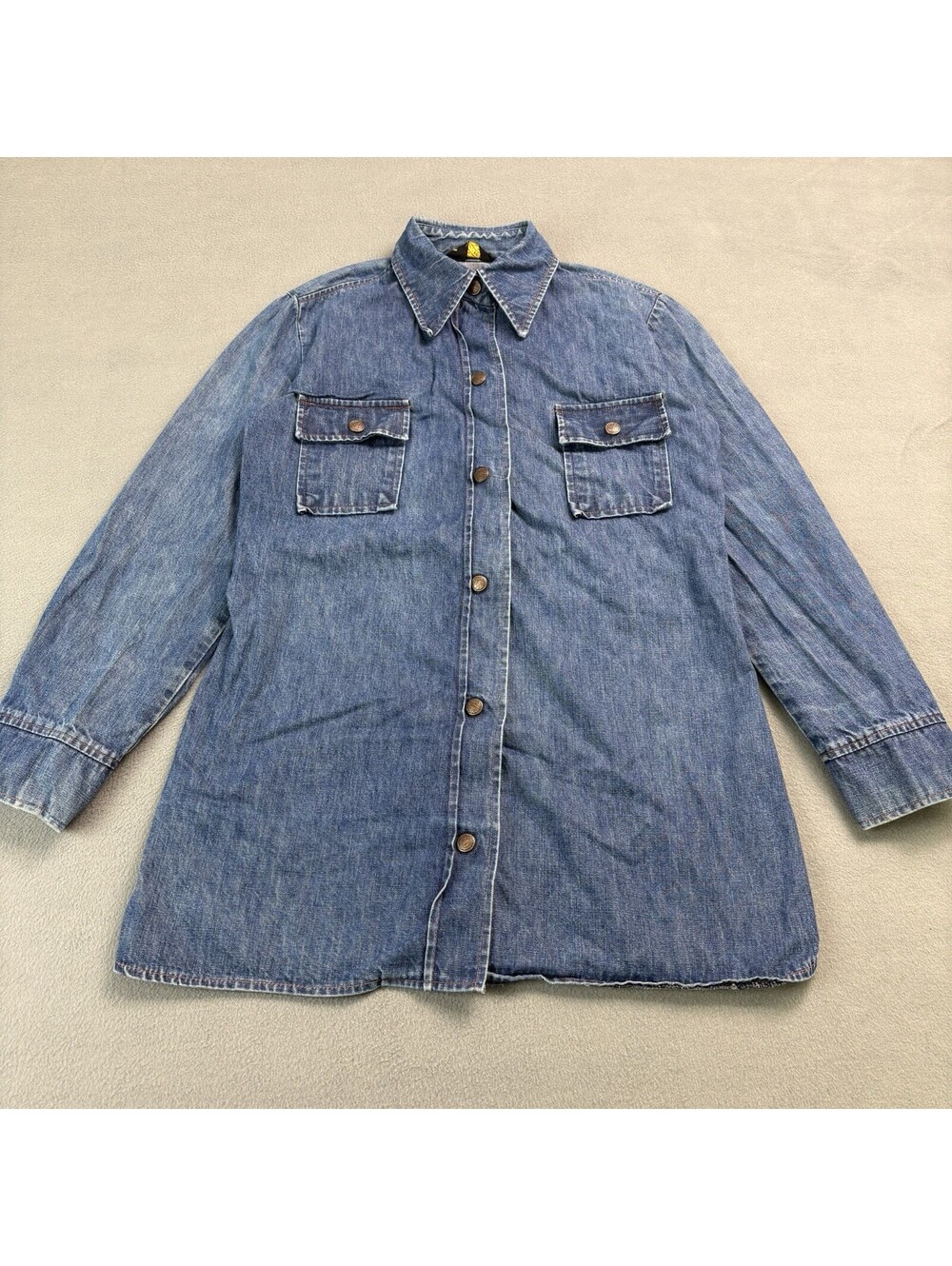 Vintage 70s His For Her Denim Jean Chore Jacket Size Medium Blue